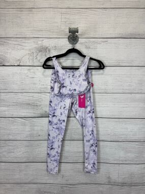 Yogalicious Girl's Purple Floral Matching Sports Bra & Leggings Size Large/12